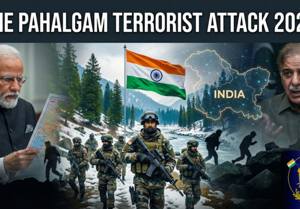 Pahalgam terror attack 2025 visuals showing security forces and affected valley area.
